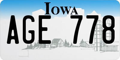IA license plate AGE778