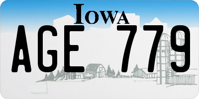 IA license plate AGE779