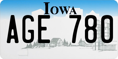 IA license plate AGE780