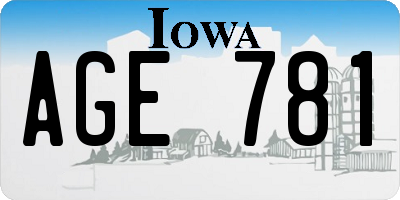 IA license plate AGE781
