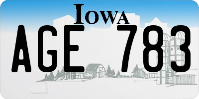 IA license plate AGE783