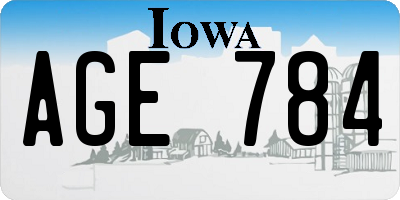 IA license plate AGE784