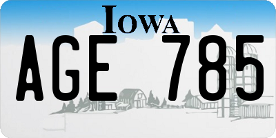 IA license plate AGE785