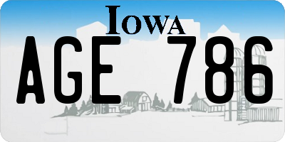 IA license plate AGE786