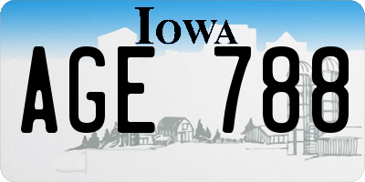 IA license plate AGE788