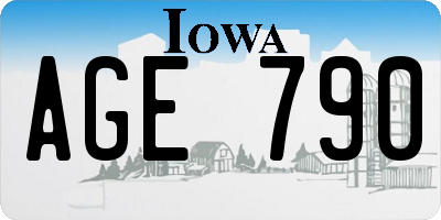 IA license plate AGE790