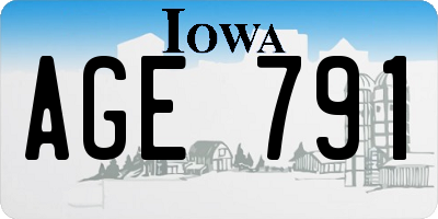 IA license plate AGE791