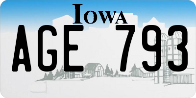 IA license plate AGE793