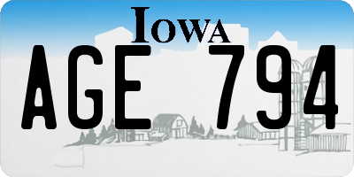 IA license plate AGE794