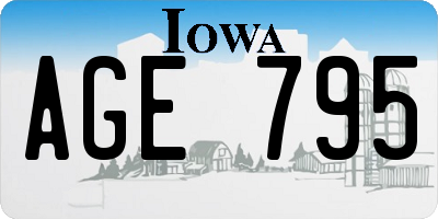 IA license plate AGE795