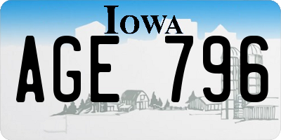 IA license plate AGE796