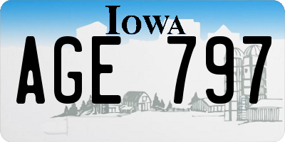 IA license plate AGE797