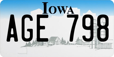 IA license plate AGE798