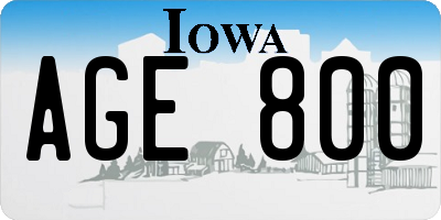 IA license plate AGE800