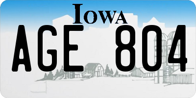 IA license plate AGE804