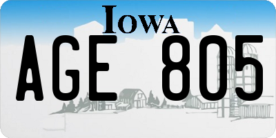 IA license plate AGE805