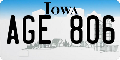 IA license plate AGE806