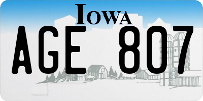 IA license plate AGE807