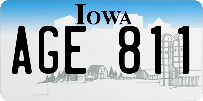 IA license plate AGE811