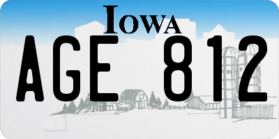 IA license plate AGE812