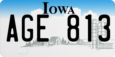 IA license plate AGE813