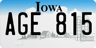 IA license plate AGE815