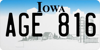 IA license plate AGE816
