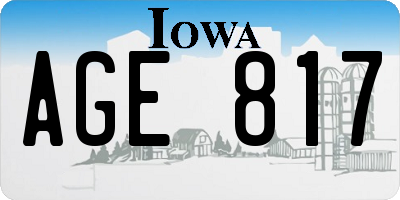 IA license plate AGE817