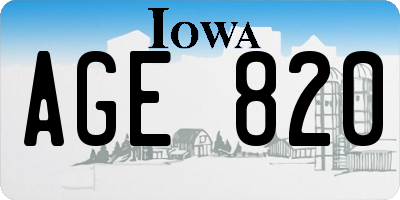 IA license plate AGE820