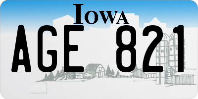 IA license plate AGE821