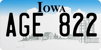 IA license plate AGE822