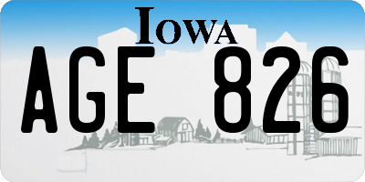 IA license plate AGE826