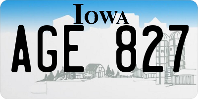 IA license plate AGE827