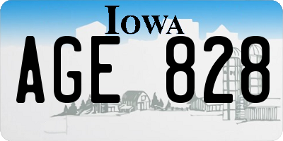 IA license plate AGE828