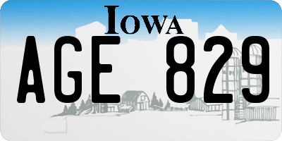 IA license plate AGE829