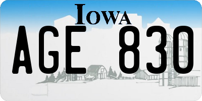 IA license plate AGE830
