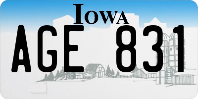 IA license plate AGE831