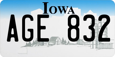IA license plate AGE832