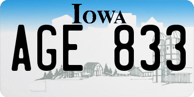IA license plate AGE833