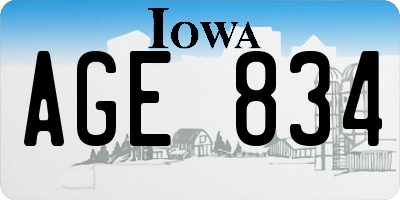 IA license plate AGE834