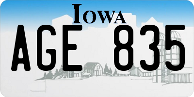 IA license plate AGE835