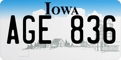 IA license plate AGE836