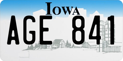 IA license plate AGE841