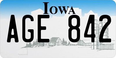 IA license plate AGE842