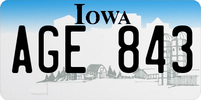 IA license plate AGE843