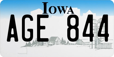 IA license plate AGE844