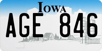IA license plate AGE846