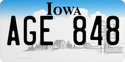 IA license plate AGE848