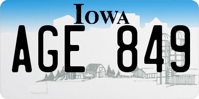 IA license plate AGE849
