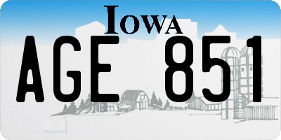 IA license plate AGE851